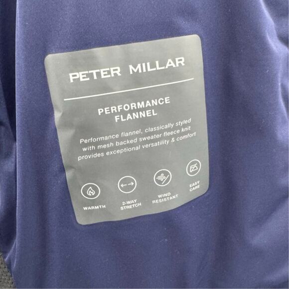 Peter Millar Crown Sport Performance Flannel Men's Blue & Gray Zip Up Jacket - M - Picture 7 of 8